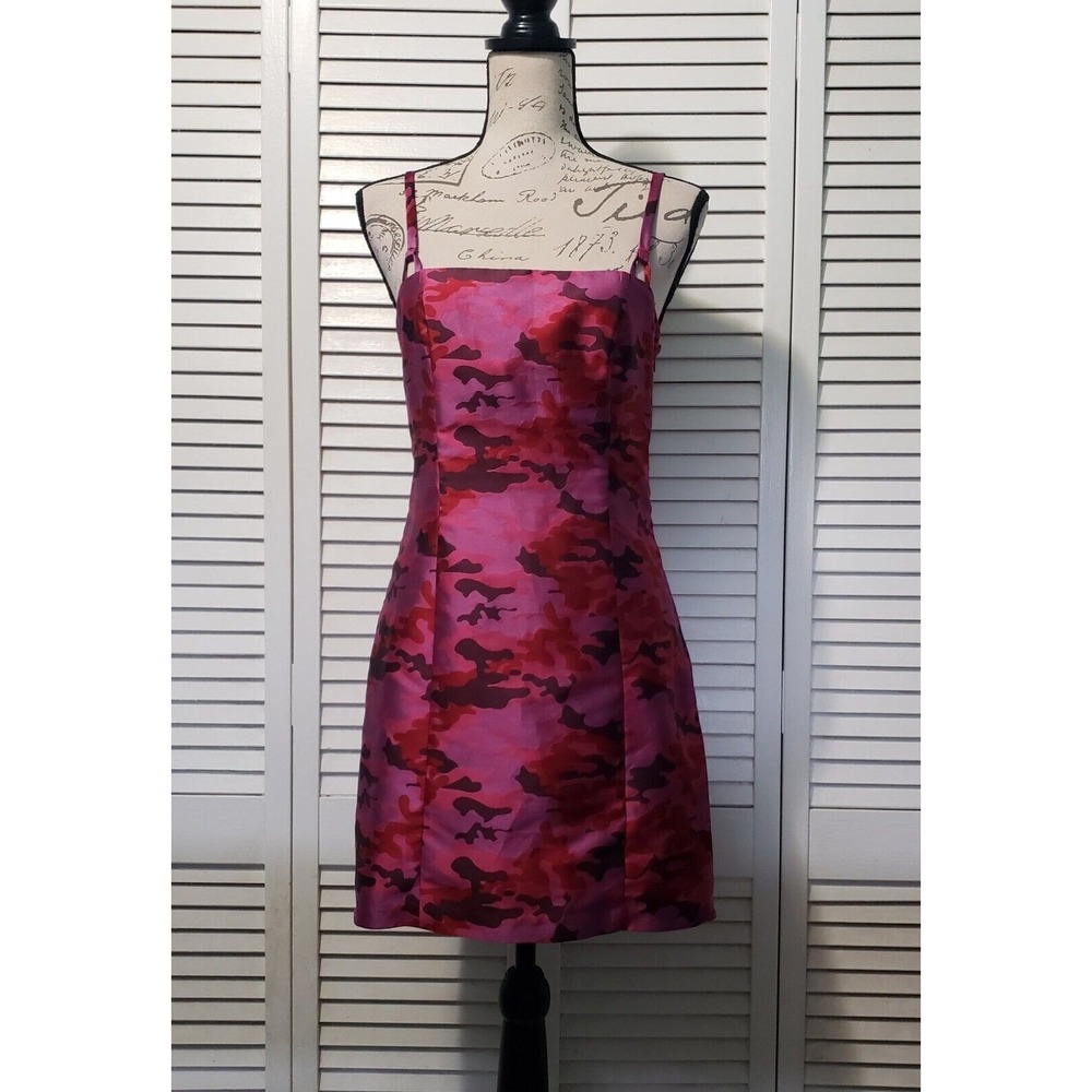 Revolve H:ours‎ Zeze Pink Camo Mini Dress Women's Small Spaghetti Strap Back Zip